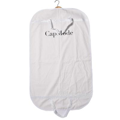 China Custom Logo Suit Cover Canvas White Cotton Fabric Storage Garment Bag for sale