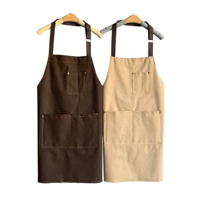 China Wholesale Folding Customize Logo Color Kitchen Chef Bib Apron Bartender Polyester Cotton Apron for sale