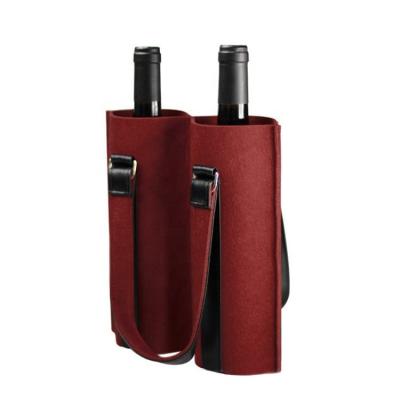 China New Design Gift Handled Beer 2 Wine Bottle Storage Package Custom Reusable Bag Felt Tote Bag for sale