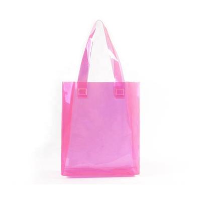 China Good Quality Custom PVC Handled Tote Shopping Bags With Logo Clear Reusable Printing Handle for sale