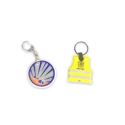 China Factory Price Animal Shape PVC Reflective Soft Acrylic Key Chain Safety Reflector Pendant Bags Decoration for sale