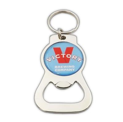 China Brewery Metal Head Chain Bottle Opener Doming Logo for sale