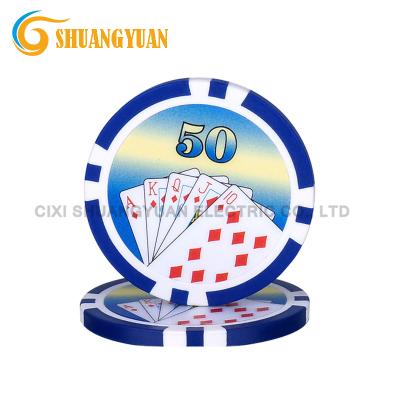 China ABS 11.5g 8-Stripe Royal Flush Poker Chip With Custom Sticker for sale