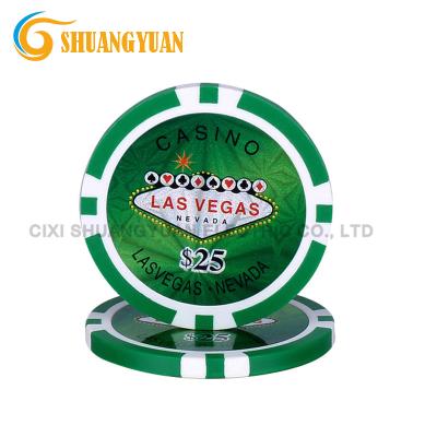 China ABS 11.5g 8-Stripe Las Vegas Casino Poker Chip With Custom Sticker for sale