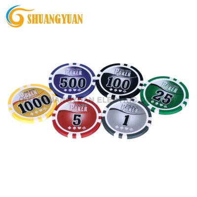 China 11.5g ABS 2-Tone 8-Stripe Poker Chip With Custom Sticker for sale