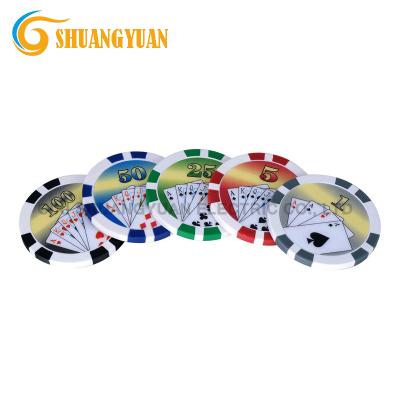 China ABS 11.5g 8-Stripe Royal Flush Poker Chip With Custom Sticker for sale