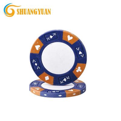 China Clay 14g 3-Tone Ace King Suited Blank Poker Chip For Custom Printing for sale