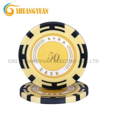 China 14g Clay Z-Stripe Design Poker Chip With Custom Sticker for sale