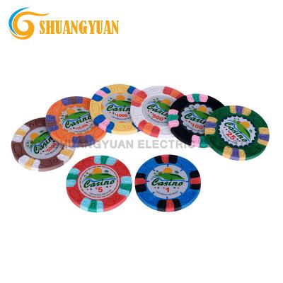 China Clay High Quality 10g/14g 3-Tone Clay Casino Poker Chip With Custom Sticker for sale