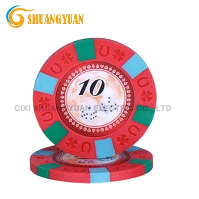 China Clay 9.5g Tircolor Clay Horseshoe Design Poker Chip pure for sale