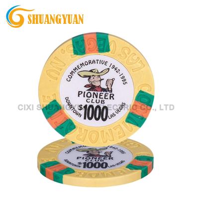 China Pure Clay 9.5g Clay Las Vegas Pioneer Club Commemorative Poker Chip for sale