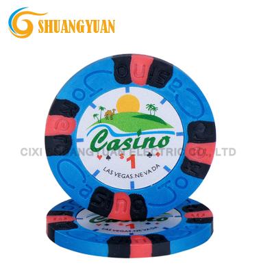 China Clay 9.5g 3-Color Clay Joker Casino Poker Chip Pure With Custom Sticker for sale