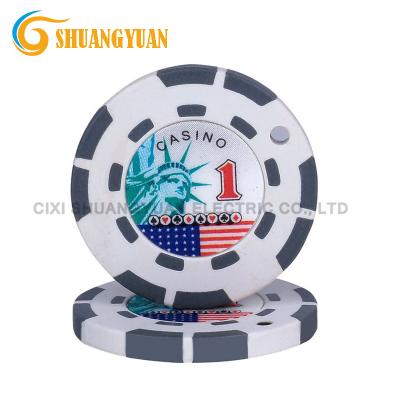 China 2.5g ABS 2-Tone 8-Stripe Mini Poker Chip With Custom Sticker for sale