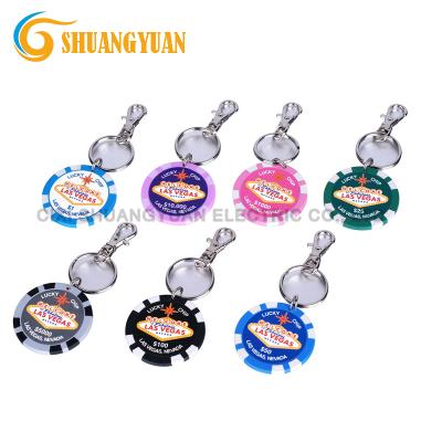 China High Quality ABS 11.5g Las Vegas Sticker Poker Chip With Keychain for sale