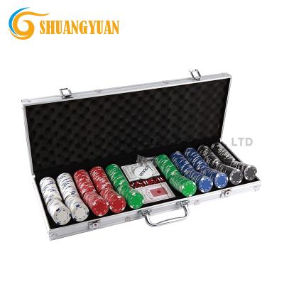 China ABS 500 Aluminum Poker Chip Set With Square Corner Case , 11.5g Double Dice Poker Chip for sale