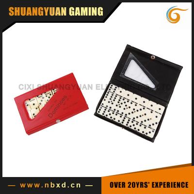 China Double six dominoes 28PCS in leather box SY-Q10 for sale