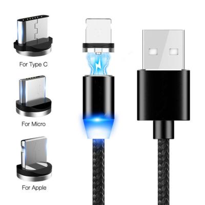 China Data Tansmission Around Micro Magnetic Phone Cable IOS Micro Type C Mobile Phone Usb Cable Fast Charging Magnetic On 3 Stream In 1 Phone I Cable for sale