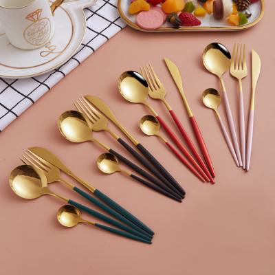 China Food Grade Metal Matte Rose Gold Oneida Flatware Cutlery Sustainable Reusable Stainless Steel Set Geschirr Set for sale