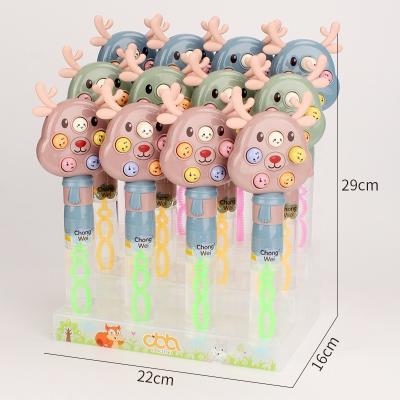 China Intelligence Helping Children Play Reindeer Indoor Outdoor Head Good Quality ABS Game Fighting Gophers Bubble Magic Wand Surprise Christmas Bubble Stick Gift For Children R for sale