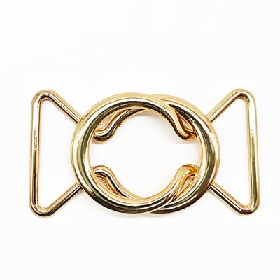 China Other Women's Dresses Accessories Metal Zinc Alloy Retaining Belt Buckles Double For Stretch Belt for sale