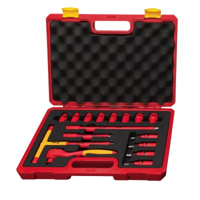 China VDE Insulated DIY Tools Electric High Voltage 16 Pieces Tool Kit Auto Repair Tool Kits With Ratchet Wrench Set for sale