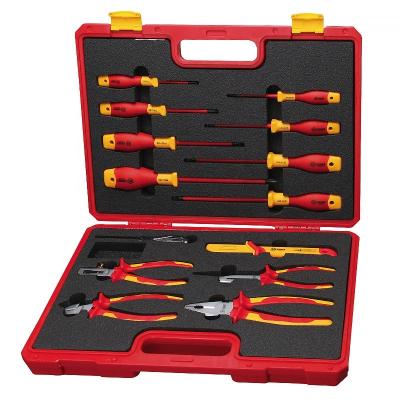 China Industrial DIY Tools Tool Kit Cheap High Quality15PCS VDE Insulated Tool Kit For Electricians With Screwdriver Pliers Tested To 10000V for sale