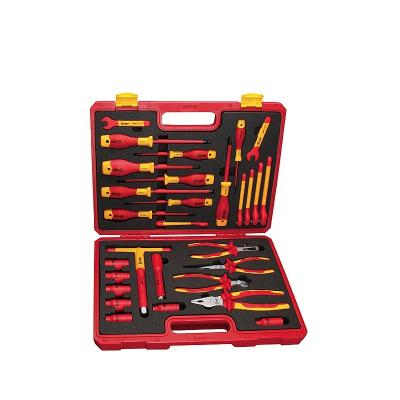 China 30 Pieces Electric DIY Tools VDE High Voltage Insulated Mechanical Tool Kit With Case Wrenches Pliers Screwdriver Sockets for sale