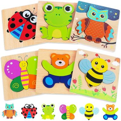 China Plywood Puzzles Toddler For 12 Girls 3 Boys Year Old 6 Pack Animal Puzzle Montessori Toys Learn Educational Christmas Gift for sale