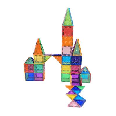 China The training of practice and logical ability o Amazon Montessori hot 3D magnetic clear colorful educational building block magnetic tiles for children above ages 3 years old for sale