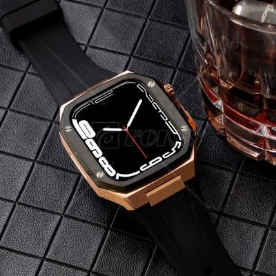 China Watch Case For Apple Iwatch Series Stainless Steel Luxury Metal 40/41/42/44/45mm Watch Case And Strap Band For Apple for sale