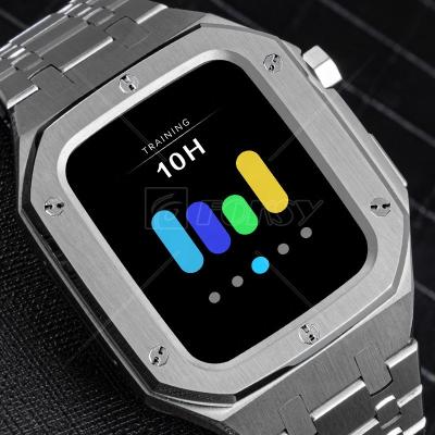 China Watch Case For Apple Iwatch New Series Stainless Steel Premium Metal 44/45mm Watch Case And Strap For Apple Series 6/7 for sale