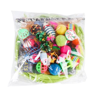 China Viable Pet Cat Toy Set 21 Pieces Mouse Variety Plush Stick Tickling Aisle Cat for sale