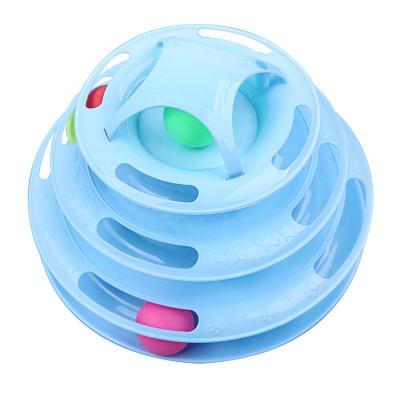 China Fairy wand workable insertion multi-layer cat wheel kitten ball toy space tower four layers high led cat toy for sale