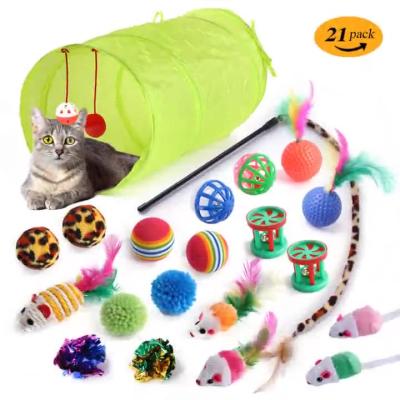 China New Viable Pet Cat Toy Set Tickle Cat Stick Plush Mouse Voice Toy Cat Supplies Manufacturers Spot for sale