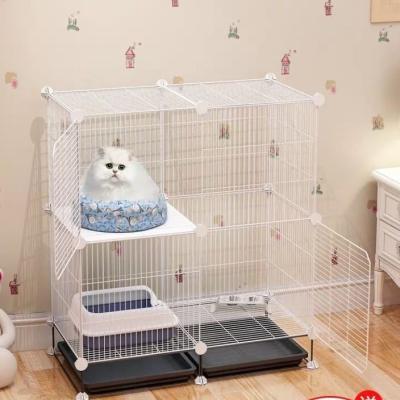 China Breathable Cat Cage Villa Home Indoor Cat Cage Indoor Cat Boarding House With Large Toilet Clear Space For Pets for sale