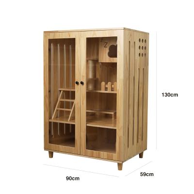 China Large Space One Cat Cage Breathable Cat Nest Maker Solid Wood Cat Cabinet Freestanding Cat Boarding House Indoor Space for sale