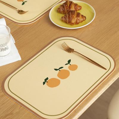 China Sustainable Minimal Fruit Place Mat Place Mat Oil Insulation Hot Plate Western Leather Waterproof Dish for sale