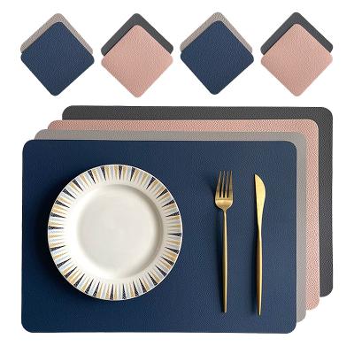 China Double Sided Rectangular Insulated Hotel Restaurant Table Mat Leather Table Place Mat Home Sustainable Western Place Mat for sale