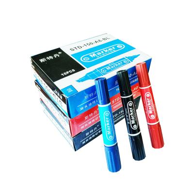 China Large Modern Oily Quick-Drying Logistics Pen Double Oily Quick-Drying Double Pen Inscription Black Marker Pen Wholesale for sale