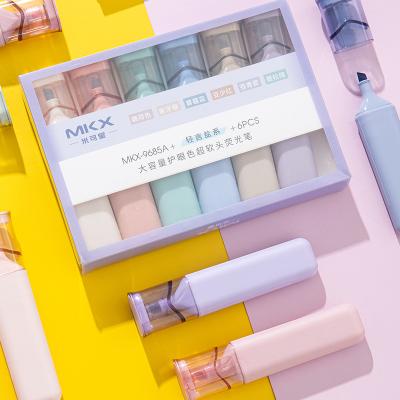 China Modern Soft Tip Highlighter Bar Morandi Color Highlighter Set Salt and Eye Protection Color Marker Pen Soft Pen for sale