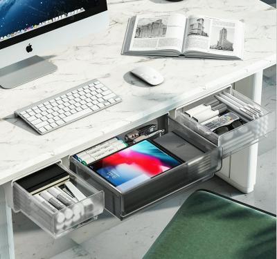 China Modern Office Desk Drawer Type Under Type Desktop Pen Holder Paste Invisible Hidden Storage Box for sale