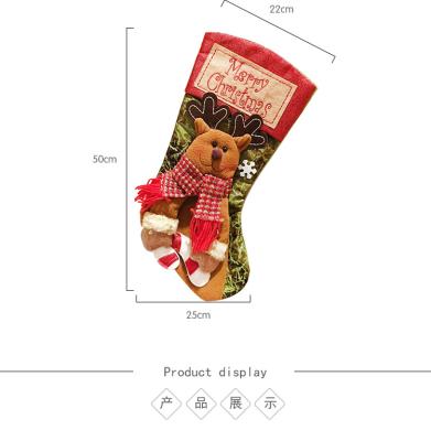 China Cute Christmas Socks Gift Bags Decorated Stocking Christmas Eve Gifts Kids Christmas Tree Candy Hanging Bags for sale