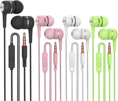 China In-Ear Heavy Bass Earphone Color Call With Mic Stereo Earbud Headphones Mixed Colors (Black+White+Pink+Green 4 Pairs) for sale