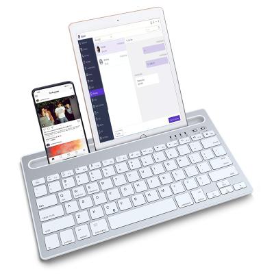 China Anti-drop Blue Tooth Wireless Keyboard, Portable Multi-Device Keys with USB Rechargeable and Built-in Phone Holder Stand for iPad for sale