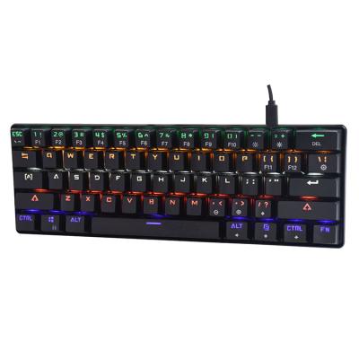 China Gamer Keyboards Wholesales GK61 SK61 Desktop Computer Wired Gaming Keyboard 61 Keys RGB MINI Tablet Laptop Black Mechanical Gamer Keyboards for sale