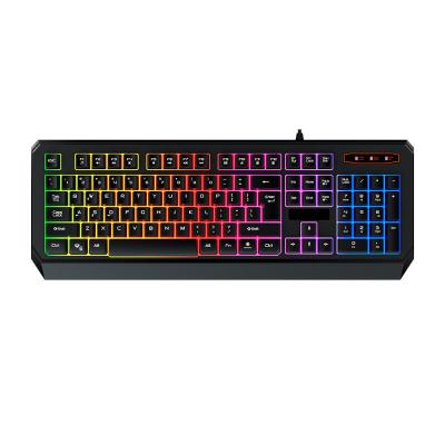 China Membrane gaming keyboard wholesales laptop gamer keyboard 104 keys PC RGB membrane gaming cheap waterproof cable backlit keyboard for sale