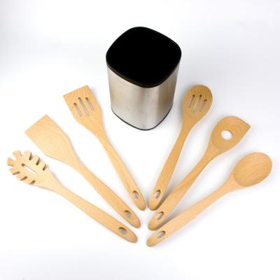 China 7pcs Viable Set Hot Sale Wooden Kitchen Utensils Set High Quality Tool Kit for sale