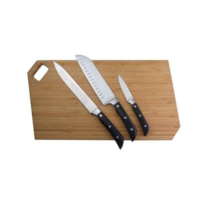 China Viable China Manufacturer 4Pcs Professional Kitchen Knife Set With Bamboo Cutting Board for sale