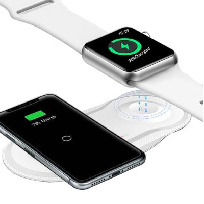 China Free Shipping Wireless Charger 2 in 1 Portable Charger 10W Wireless Charger Base for Apple Watch and for iPhone Charger for sale