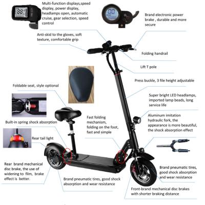 China CE Certificate 10inch 48V 500W Lithium Battery System Foldable Sharing Electric Scooter 10 - 20Ah for sale